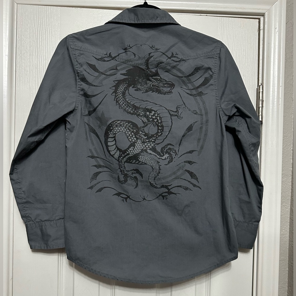 Helix Boys Button Down Shirt w/Dragon Design